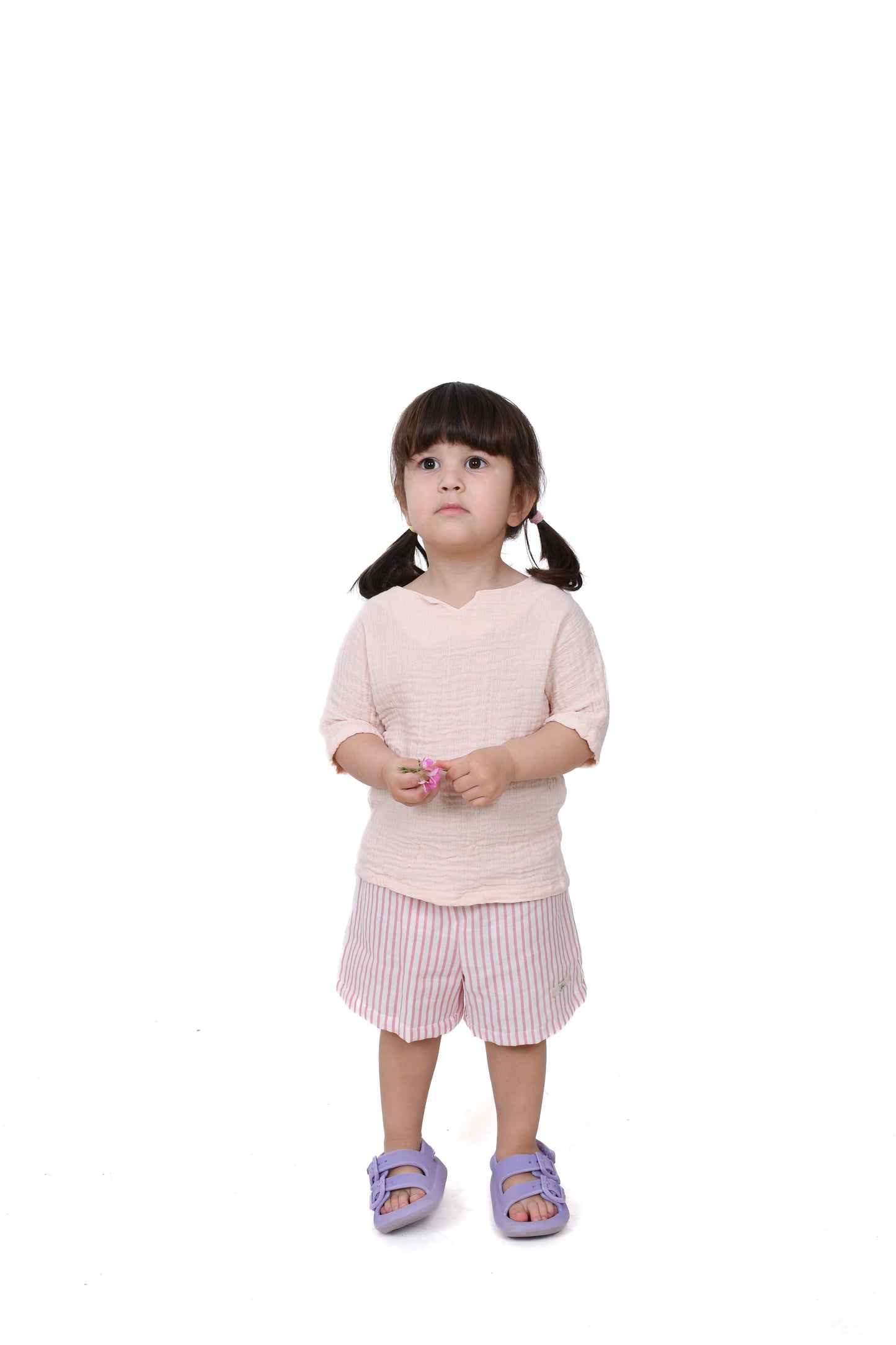 Double Layer Muslin Striped Shorts