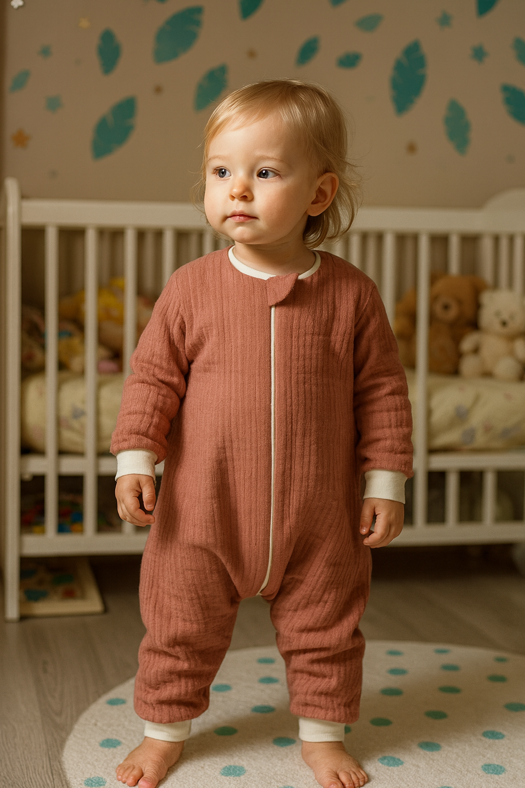 Long Sleeve Combed Cotton Lined 4 Layer Muslin Sleeping Bag (1.5 TOG)