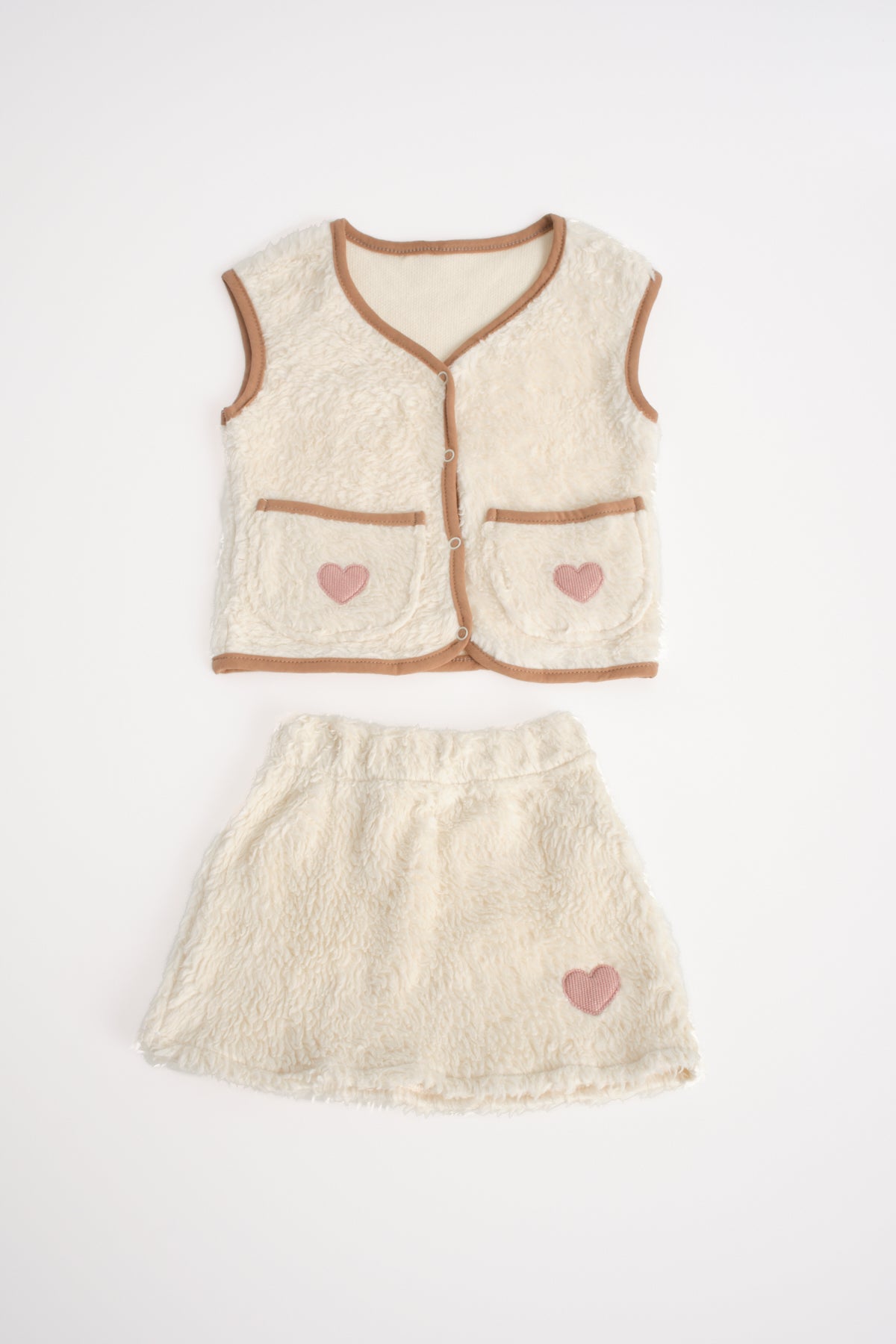 Organic Vest and Skirt Set with Heart Details