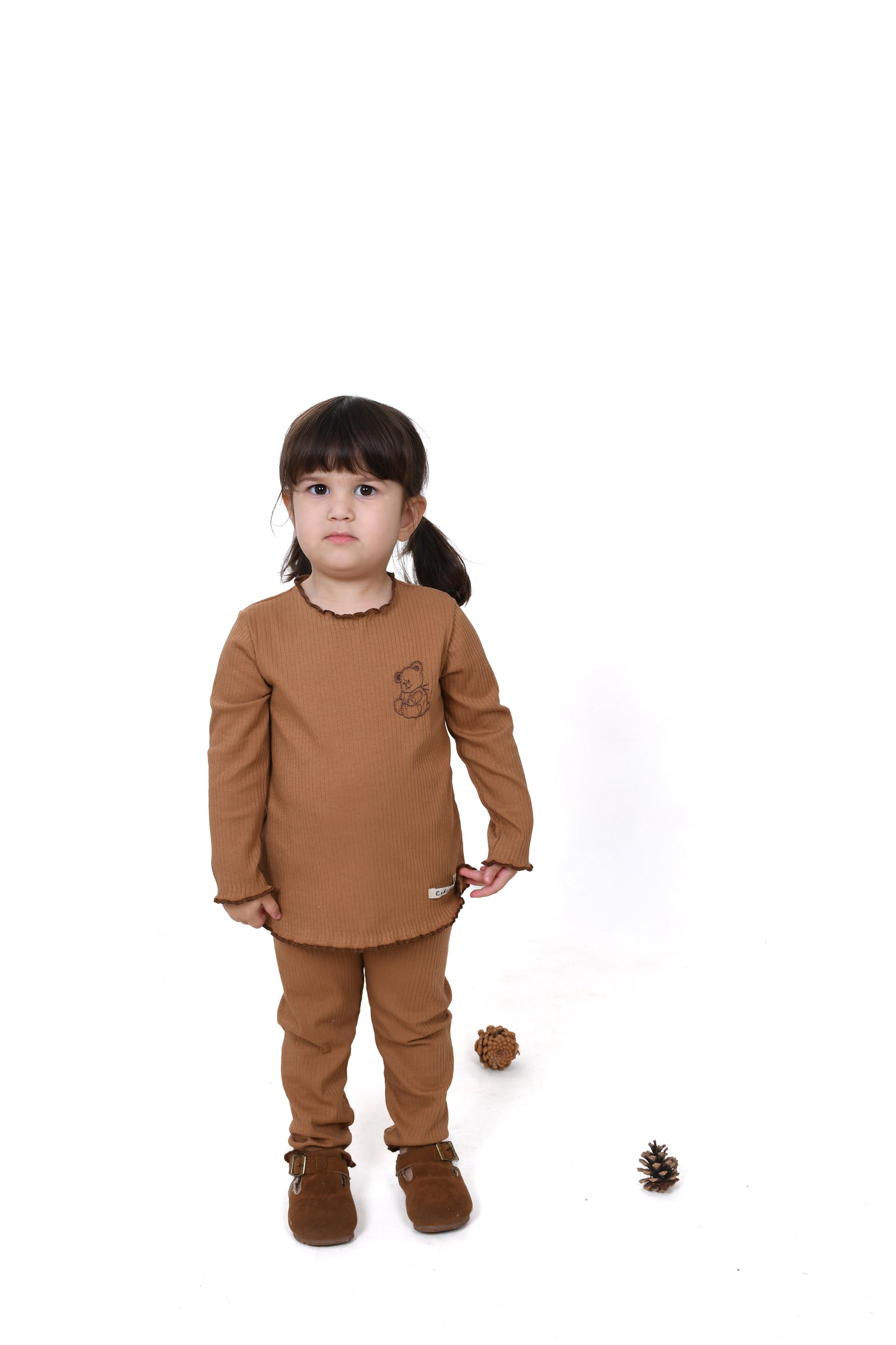 Teddy Bear Embroidered Corduroy Seasonal Suit