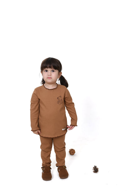 Teddy Bear Embroidered Corduroy Seasonal Suit