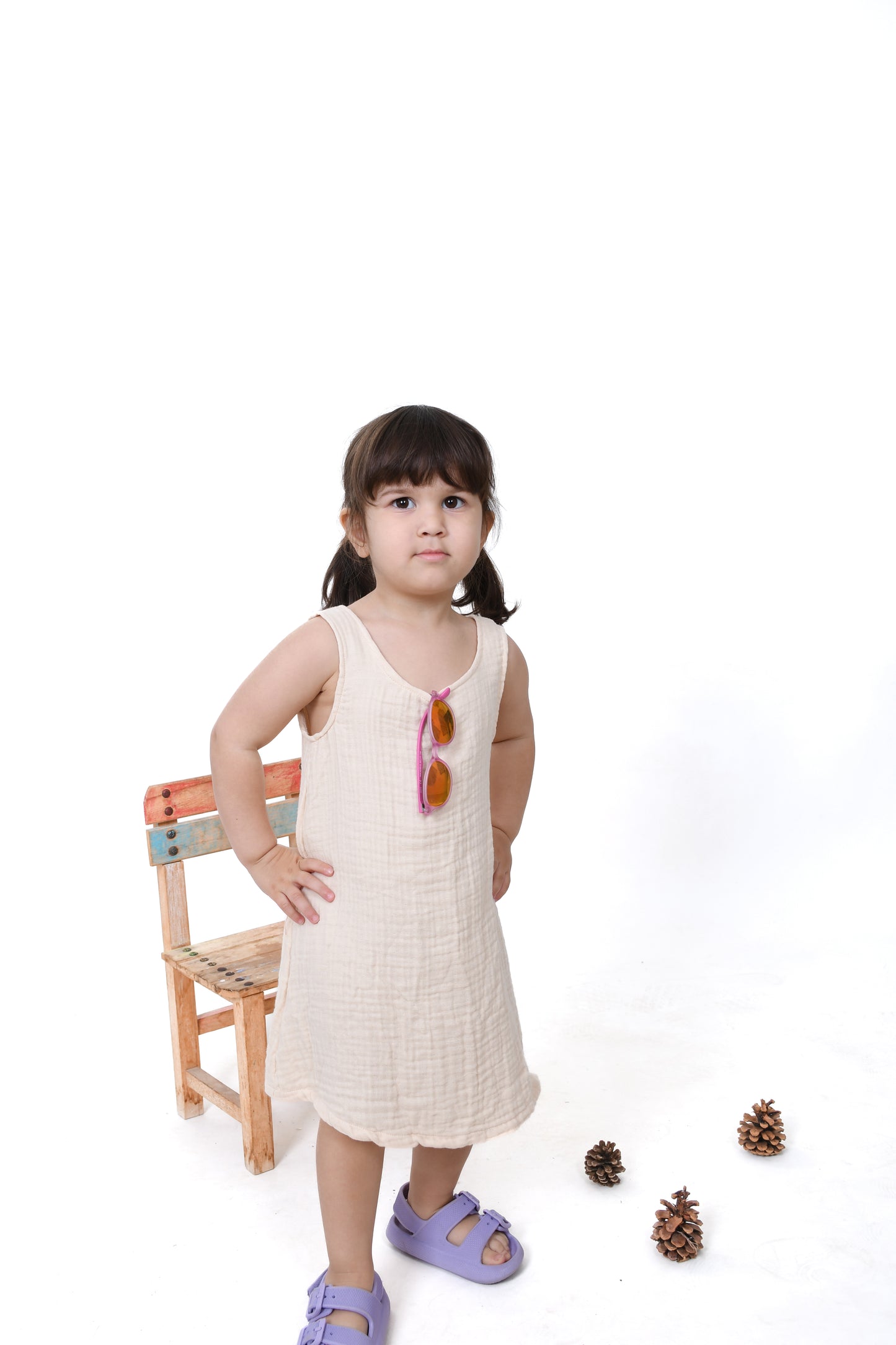 Four-Layer Sleeveless Muslin Children's Dress