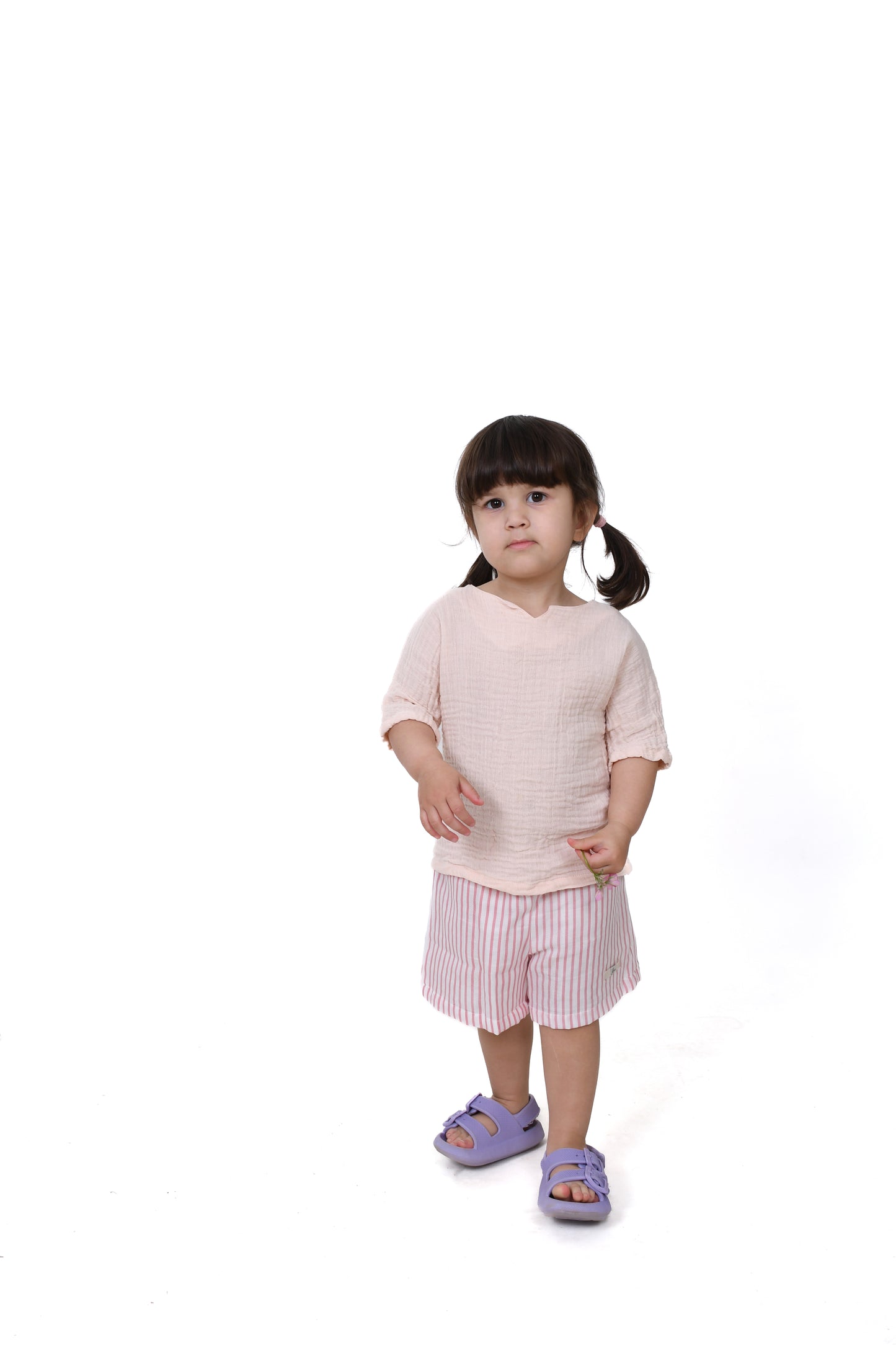 Double Layer Muslin Striped Shorts