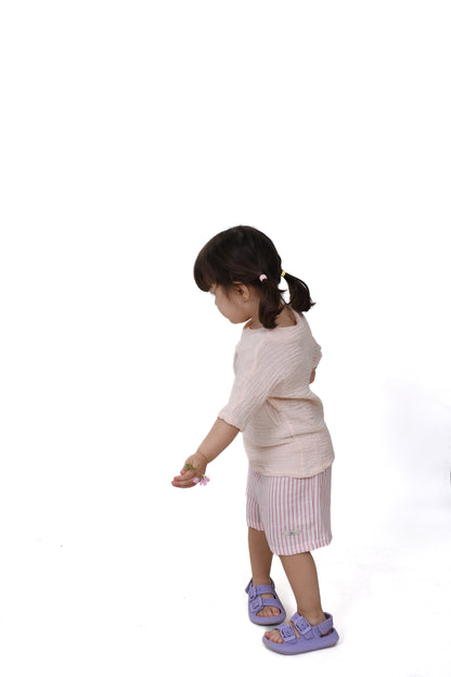 Double Layer Muslin Striped Shorts