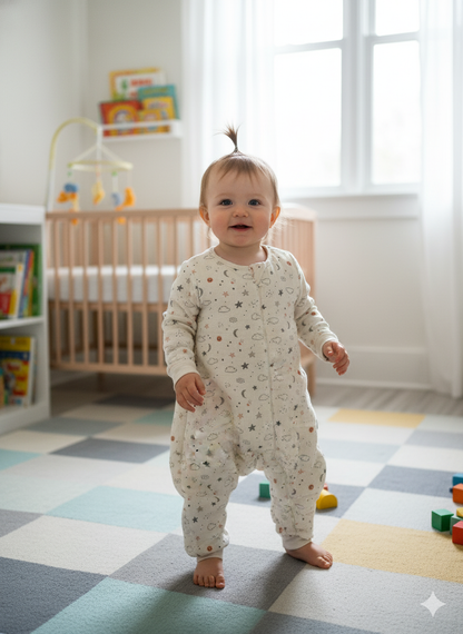 Long Sleeve Combed Cotton Lined 4 Layer Muslin Sleeping Bag (1.5 TOG)