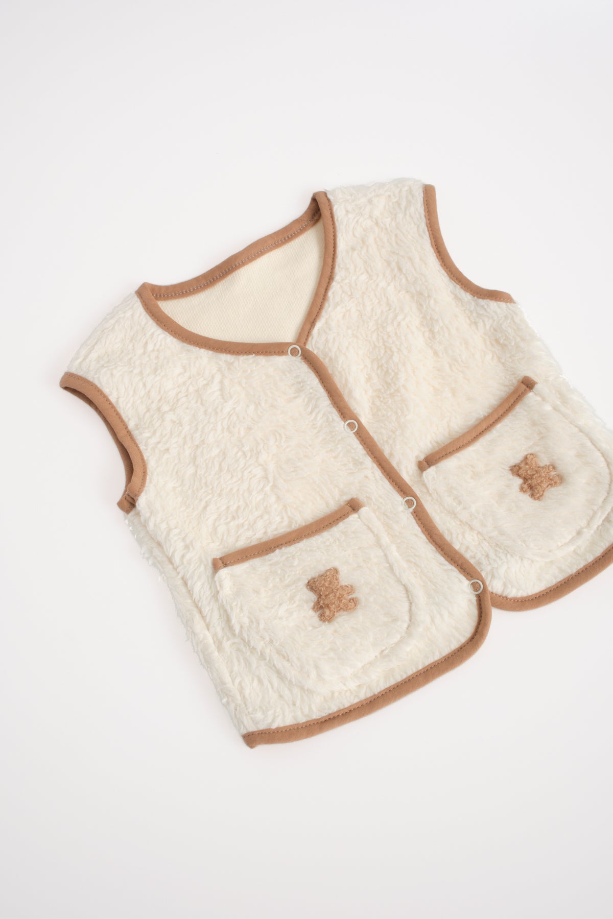 Organic Cotton Vest with Heart/Teddy Detail on the Pocket