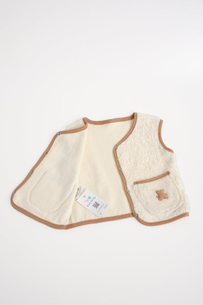 Organic Cotton Vest with Heart/Teddy Detail on the Pocket