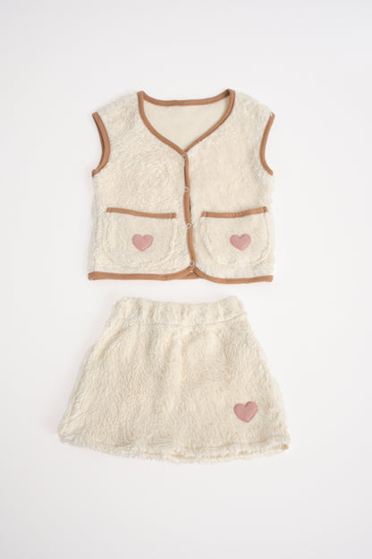 Organic Vest and Skirt Set with Heart Details